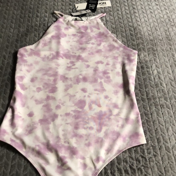 Express Purple tie dyed bodysuit - Picture 2 of 6